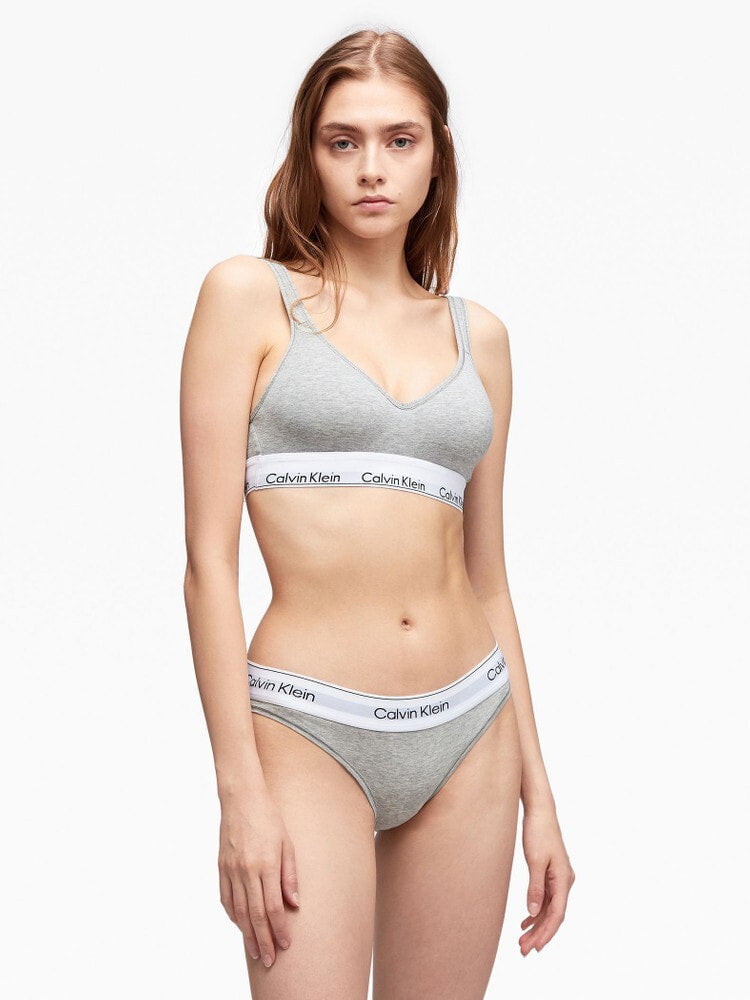 Calvin Klein カルバンクライン MODERN COTTON スクープ バック ライトリー ラインド ブラレット グレー –  Hencevision