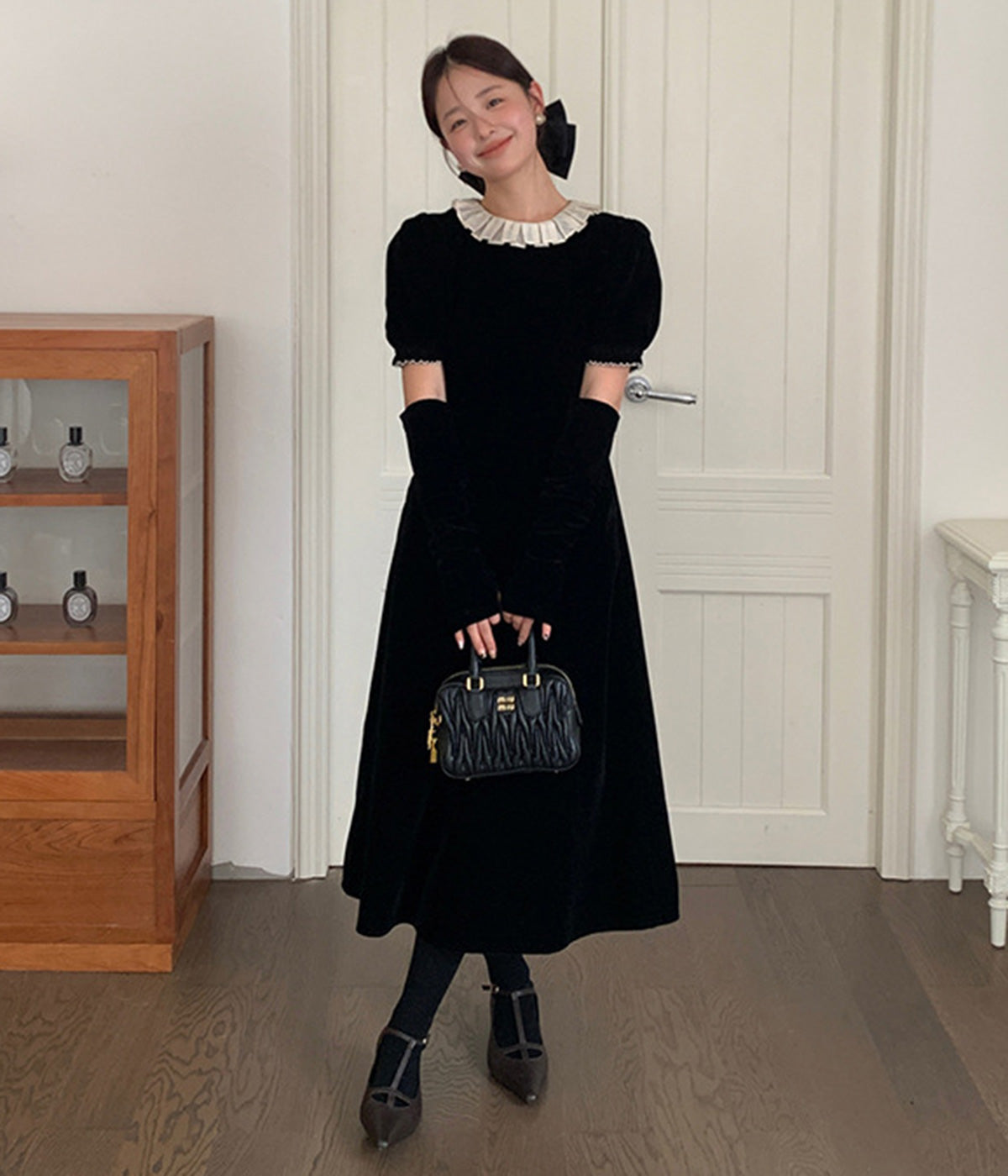 Luluana プリーツカラーパフスリーブワンピース – Hencevision