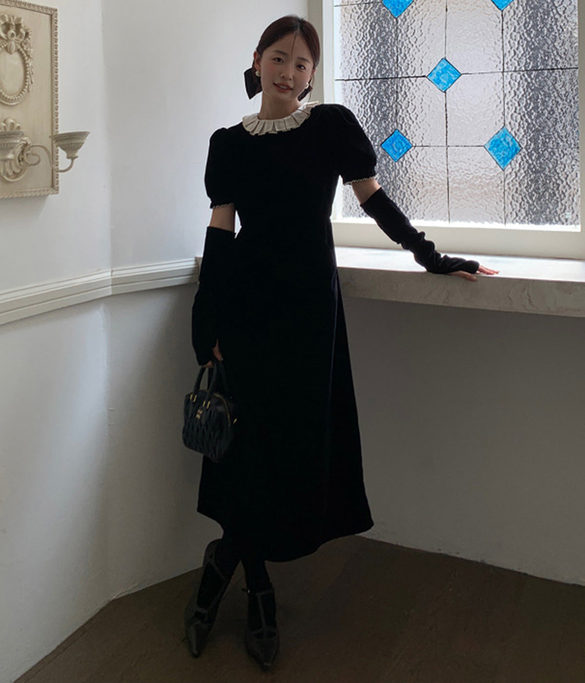Luluana プリーツカラーパフスリーブワンピース – Hencevision